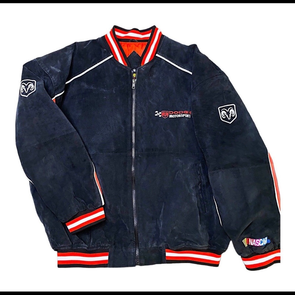 COPY - NASCAR Racing Jacket - Unisex Suede Moto Dodge Coat - Picture 3 of 12